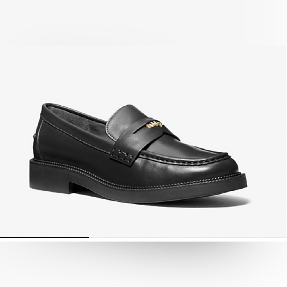 Michael Kors Black Leather Slip-On Loafers